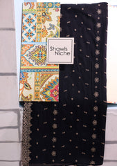 Embroidered Lawn Summer Shawl D#66 - Black
