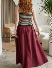 Pret - Moven - Cotton Linen Skirt - Maroon
