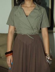 Pret - Moven - Cotton Collar tie Top - Green