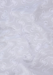 Elite Men Embroidered Selvage Cotton Fabric - White