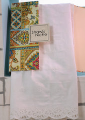 Embroidered Lawn Summer Shawl D#65 - White 3