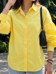 Pret - Moven - Indigo Cotton Linen Women's Shirt - Yellow