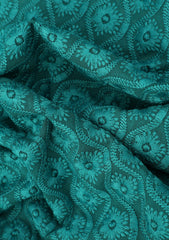 Elite Men Embroidered Selvage Crinkle Chiffon Fabric - B Green
