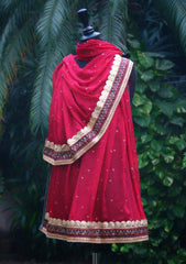 Shawl Collection - Sadias Collection - Chiffon Dupatta - D#04 Maroon Antiquity