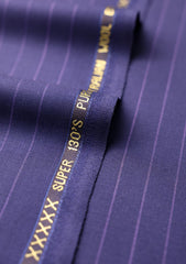 Cavani Four Season Wool Selvage Broad Stripe - Navy Blue