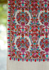 Wool Embroidered Shawl D - 10 - Skin