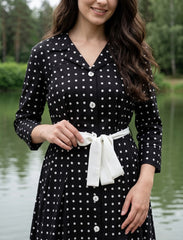 Pret - Moven - Indigo Silk Women's Frock - Black