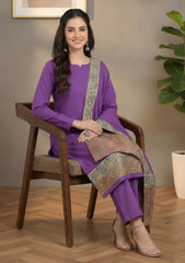 Winter - Riwaj - Pashmina Jamawar Suit - Patch Work - D#05 - Purple