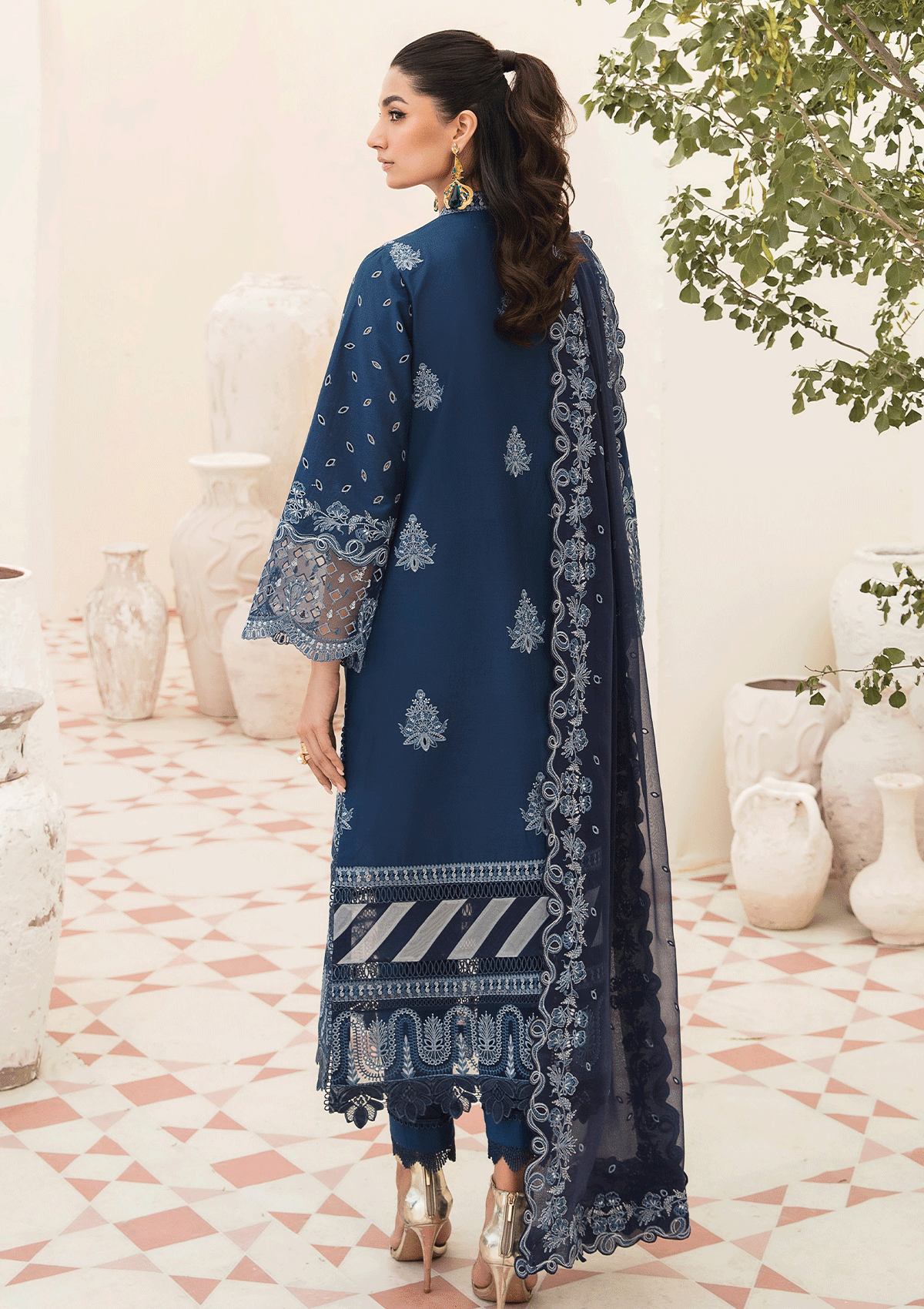 Lawn Collection - Afrozeh - Chikankari - AZURE - D#9