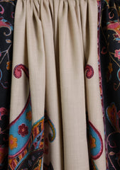 Pashmina Qalamkari Needle Work Shawl D#01 - Black