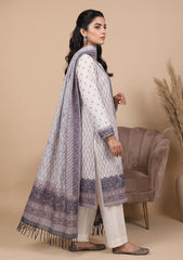 Winter - Fancy Silk Zari Jamawar - 3 Pcs Suit - D#17 - Off White