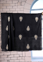 Embroidered Lawn Summer Shawl D#37 - Black