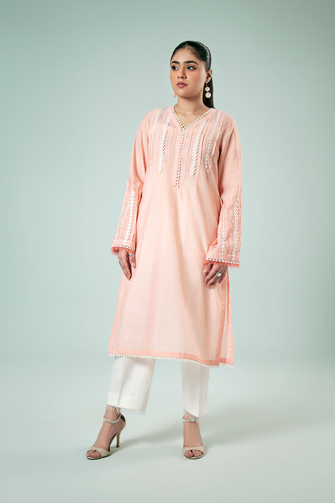 Pret Collection - Fozia Khalid - Basics Vol 3 - Peachy Lace Tunic
