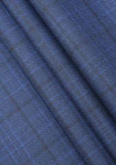 Scabal Super 100's Heroic Check Wool Suiting - Blue