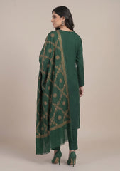 Winter - Riwaj - Pashmina Kashmiri Needle 3 Pcs Suit - D#01 - Green