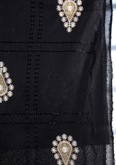 Embroidered Lawn Summer Shawl D#37 - Black