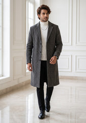Tweed Selvage Check Woollen Fabric - L Grey