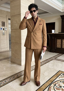 Scabal Super 100's Cashmere Plain Wool Fabric - Camel
