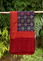 Embroidered Wool  Shawl  D - 65 - N Blue