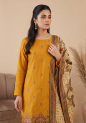 Winter - Fancy Silk Zari Jamawar - 3 Pcs Suit - D#12 - Mustard