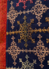 Embroidered Wool  Shawl  D - 65 - N Blue