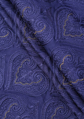 Elite Men Embroidered Selvage Zari Silk Fabric - Blue