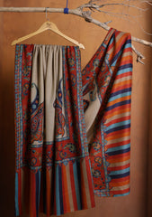 Pashmina Kalamkari Needle Work Shawl D#01 - Rust