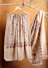 Pashmina Ari Work Jaaldar Shawl D#48 - Skin