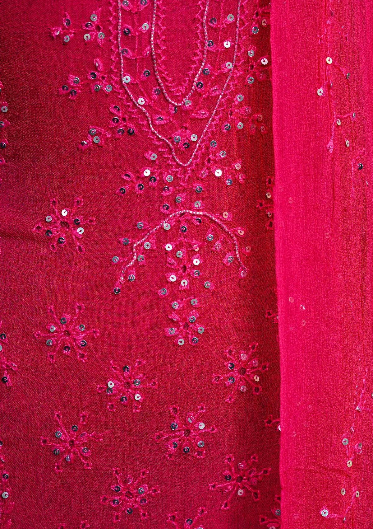 Winter Collection - Riwaj - Bamber Chikankari W/ Sequence Work - S Pink