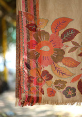 Pashmina Wool Kaani Jamawar Shawl D - 02 - Skin
