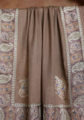 Pashmina Ari Work Jaaldar Scarf D#12 - L Brown