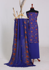 Winter - Riwaj - Printed Cotray Suit - Wool Shawl - D#02 - Blue