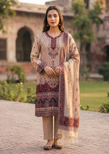 Winter - Fancy Silk Zari Jamawar - 3 Pcs Suit - D#17 - Skin