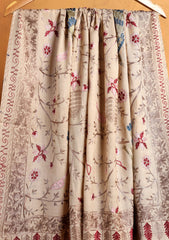 Pashmina Ari Work Jaaldar Shawl D#48 - Skin