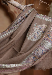Pashmina Ari Work Jaaldar Scarf D#12 - L Brown