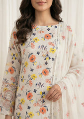 Lawn - Rubaaiyat - Chikankari 26 - Chiffon Dupatta - D#15 - Fawn