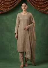 Formals - Riwaj - Fancy Net - 2 Pcs Suit - CND#04 - Brown