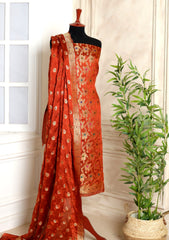 Formals - Fancy Closet - 2 pcs Suit - Satin Silk Jamawar D#10 Rust