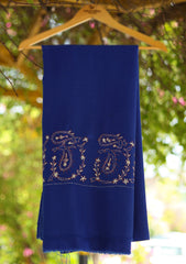 Wool Needle Work Shawl D - 55 - R Blue 1