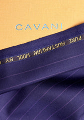 Cavani Four Season Wool Selvage Broad Stripe - Navy Blue