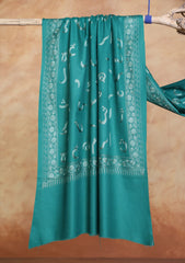 Pashmina Ari Work Jaaldar Scarf D#10 - DS Green