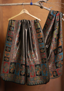 Pashmina Zari Jamawar Shawl D#18 - Black