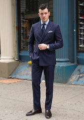 Loro Piana Lightest Super 150's Wool & Silk Fabric - Navy Blue