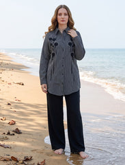 Pret - Moven - Oversize Stone Embellished Shirt - Black