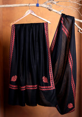 Pashmina Embroidered Border Shawl D#231 - Black