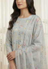 Lawn - Rubaaiyat - Digital Printed 26 - 2 By 2 - D#27 - L Grey