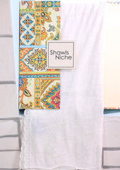 Embroidered Lawn Summer Shawl D#38 - White 1
