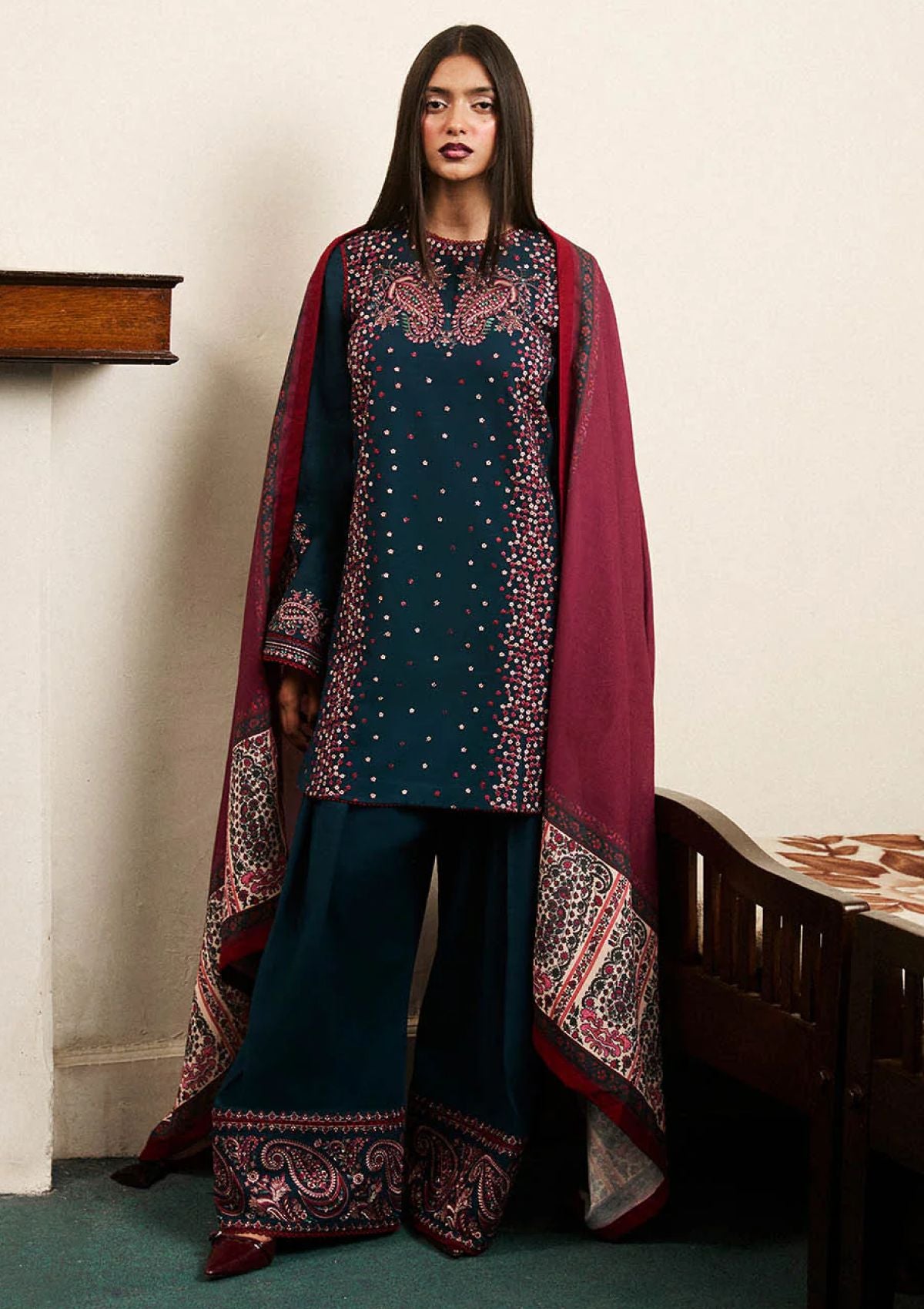 Winter Collection - Jugnu by Hussain Rehar - Autumn Winter - Ashen