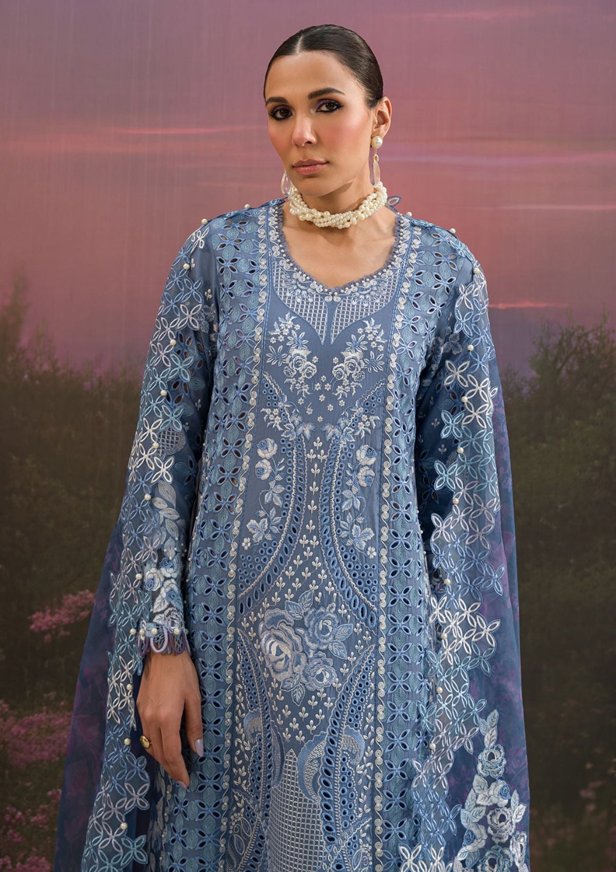 Lawn Collection - Afrozeh - The Painted Garden - Indigo Ink