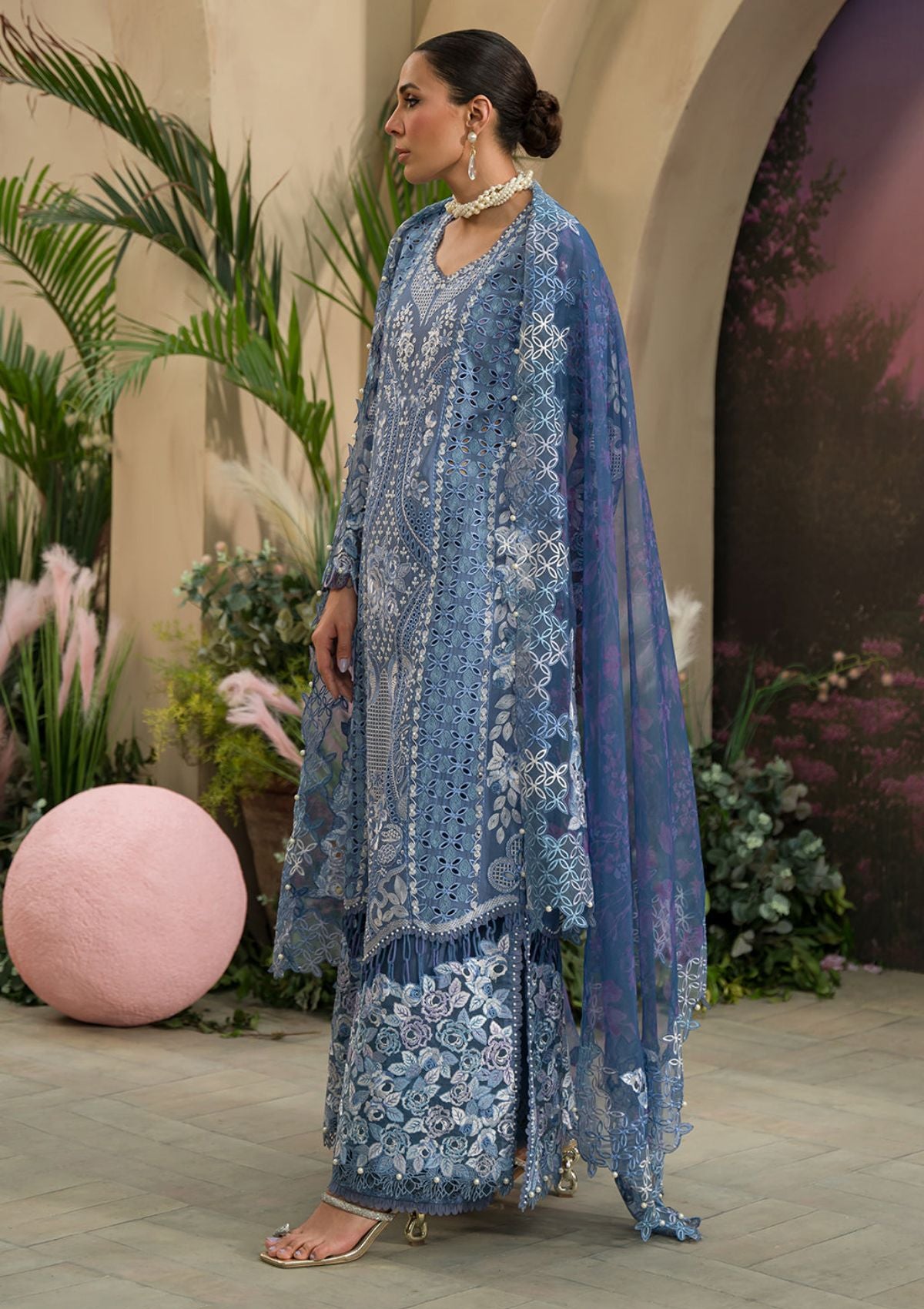 Lawn Collection - Afrozeh - The Painted Garden - Indigo Ink